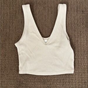 Cream Ribbed Women's Top